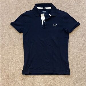 Hollister Men's Navy Polo Shirt (Stretch)